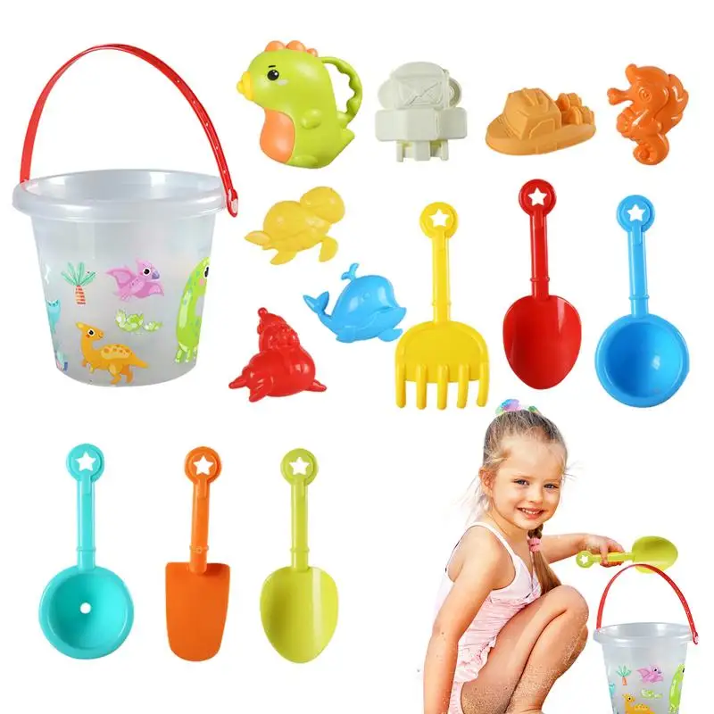 

Sand Toys 14pcs Toddler Bucket Beach Set Kids Travel Friendly Beach Set Bucket Shovel Sand Molds Sand Toys For Toddler Kids