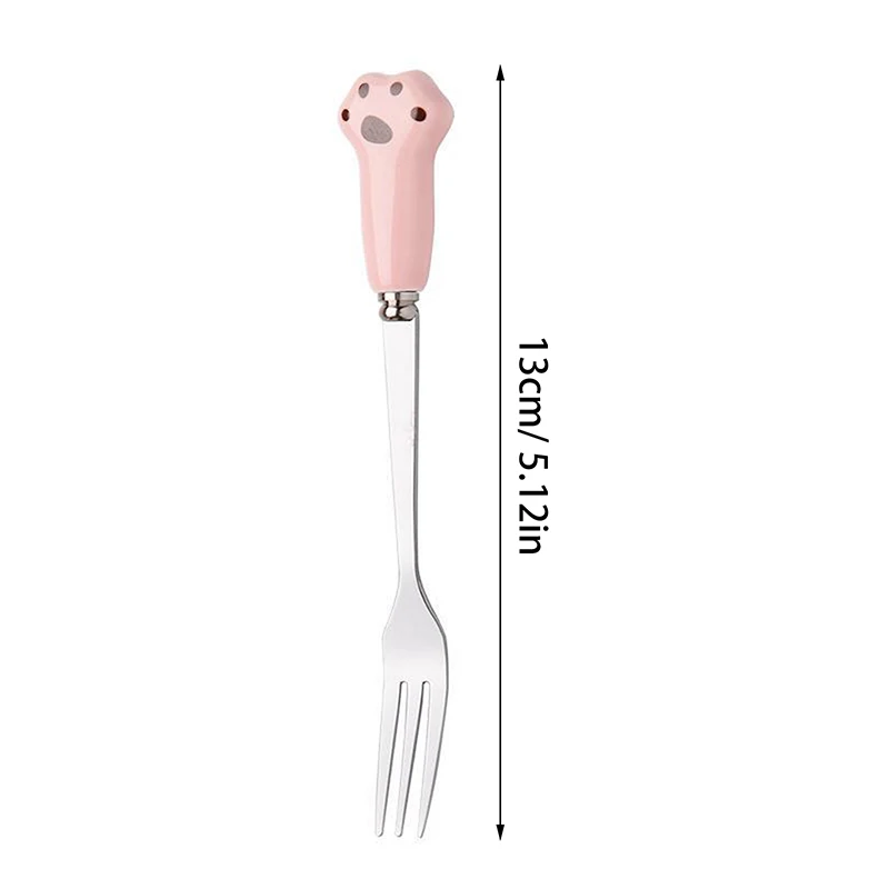 Cute Cartoon Cat Paw Fruit Fork Food Grade Stainless Steel Edges Mirror Polished Portable Tableware Fork For Adults Kids School For fruit fork portable cutlery