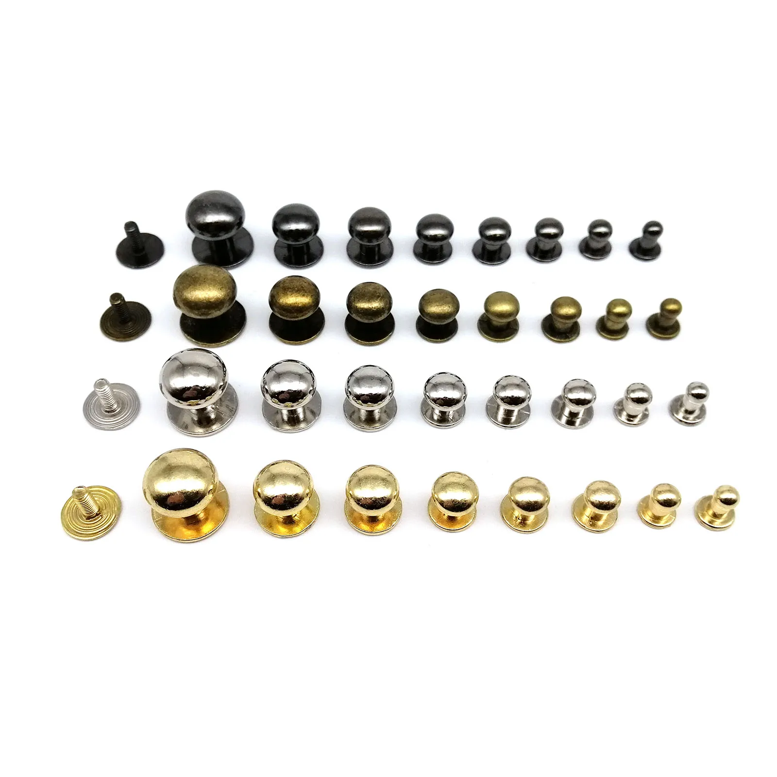 Metal Rivets 20pcs Zinc-alloy Round Ball Head Leather Craft Bag Purse Belt Chicago Screw Back Nail Rivet Screwback Nipple Stud Spot