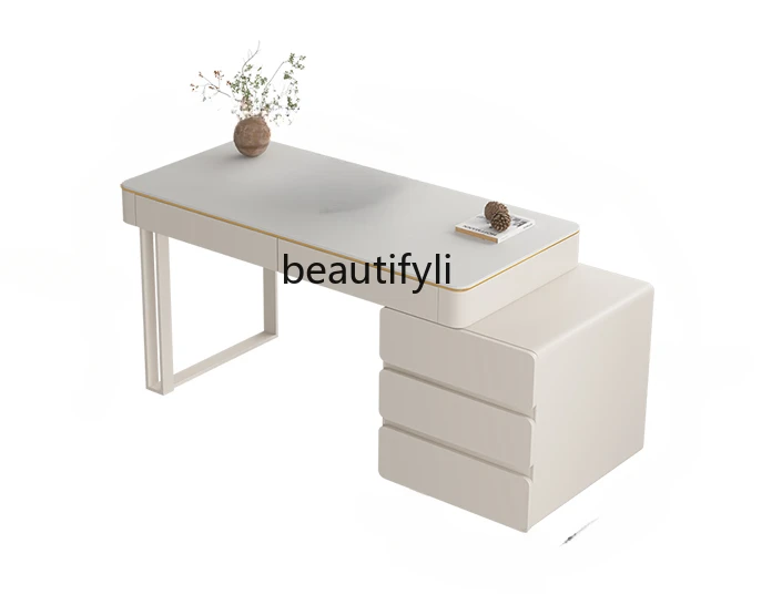 Stone Plate Desk Home Light Luxury Small Apartment Cream Style Bedroom Modern Simple Desktop Computer Desk light luxury stone plate table chair set simple modern home living room small apartment high end balcony small tea table