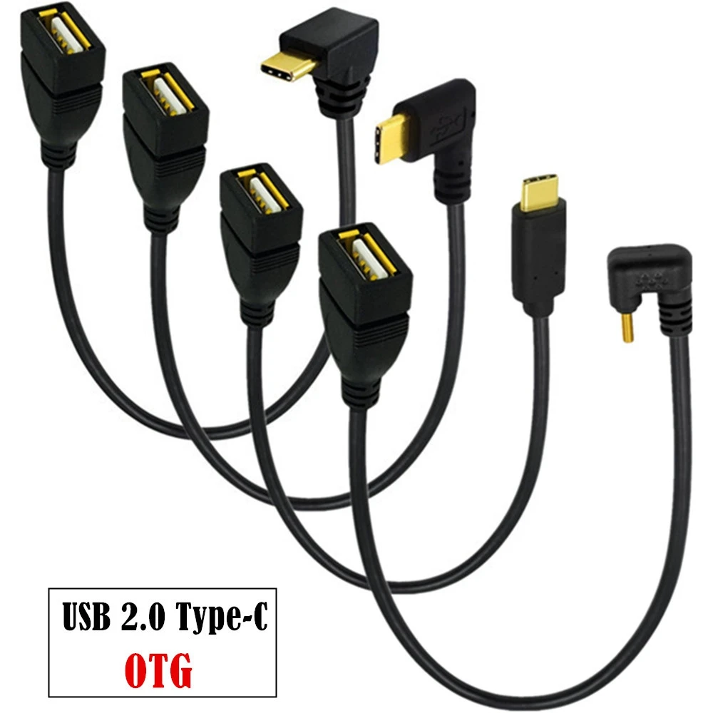 Angled USB-C to USB Female OTG Data Cable, 25CM