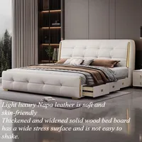 Lit minimaliste rembourré avec rangement, tête de lit double, lit de luxe, tables de chevet uniques, meubles de chambre à coucher 1
