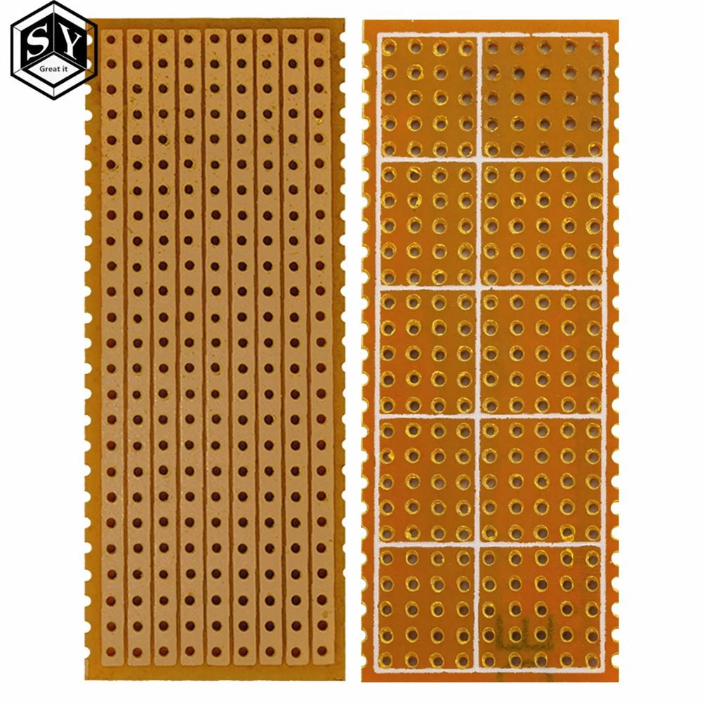 10PCS DIY 프로토타입 종이 PCB: 25x64mm 범용 실험 매트릭스 ? 단일 행 연속 구멍