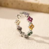 MODIAN 925 Sterling Silver Sweet Rainbow Color Zirconia Lucky Four Leaf Clover Fashion Finger Rings For Women Fine Jewelry 4