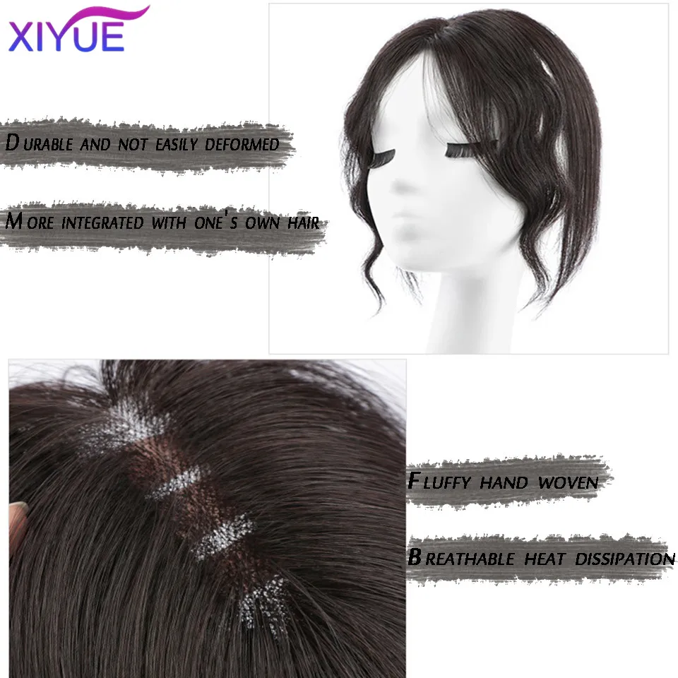 XIYUE   Swiss mesh top hair patch curly hair wig patch women's fluffy hair increase covered white hair light and thin bangs wig