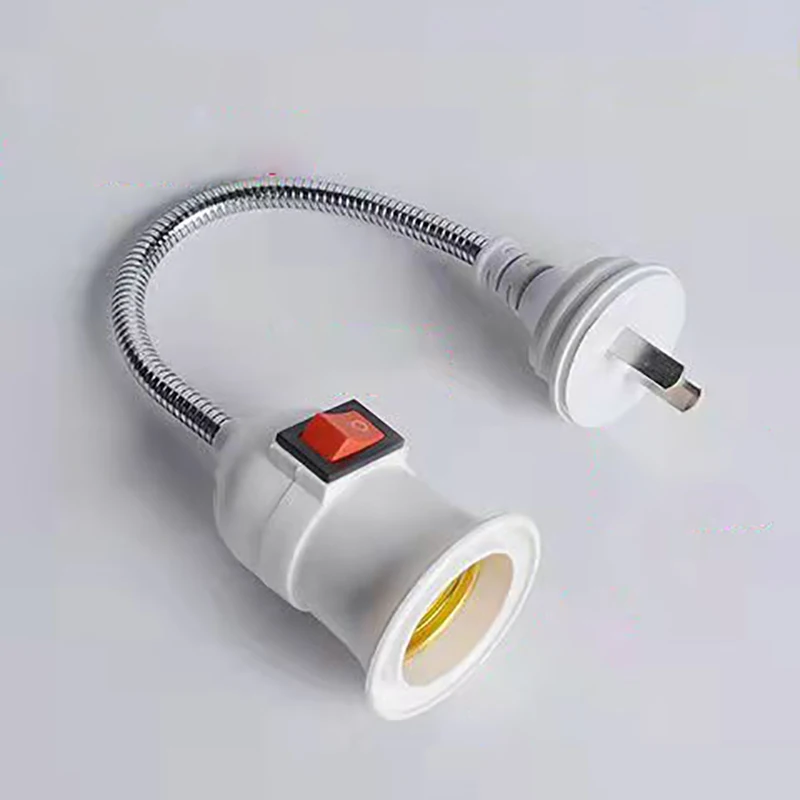 E27/E26 Plug in Light Socket Adapter with On/Off Switch, Flexible Extension Lamp Bulb Holder Converter for Night Light