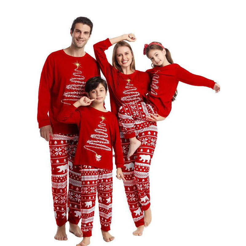 Christmas Pajamas Outfits Family Matching New Year Elk Plaid Printed 2PCS Pyjamas Pants Print Adult Kids Xmas Baby Clothing