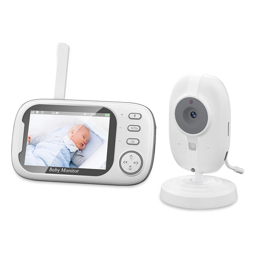 

Video Baby Monitor, Baby Caregiver, 3.5Inch IPS Screen Baby Camera Monitor Lullaby Feeding Alert,EU Plug Durable Easy Install