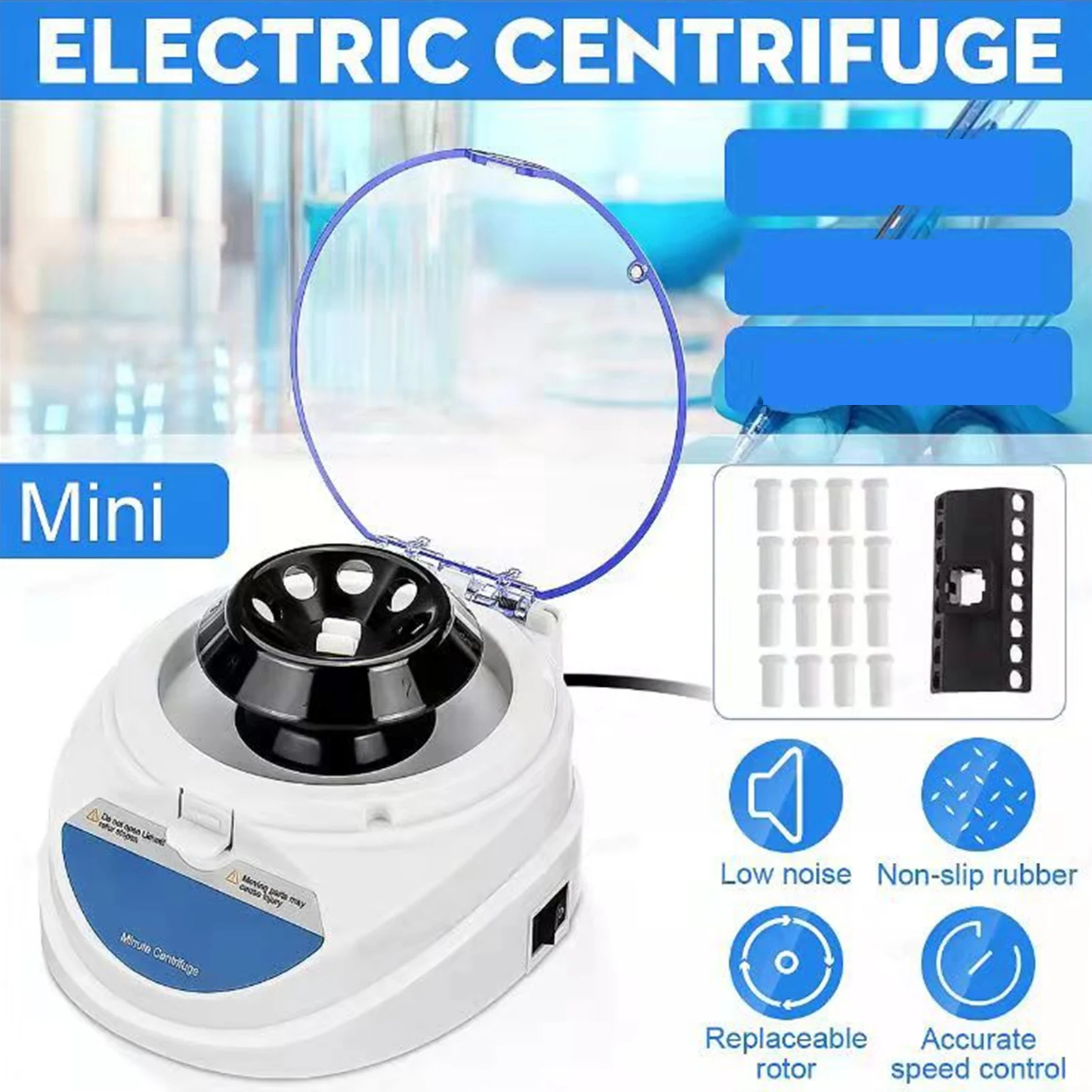 Mini Centrifuge Machine 7000RPM Portable Benchtop Centrifuge with 2 Rotor Scientific Machine for Laboratories