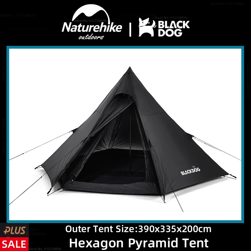 

Naturehike-BLACKDOG 3-4 Person Luxury Pyramid Tent 210D Oxford Cloth Outdoor Camping Travel Thickened Rainproof Sun Screen Tent