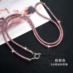 Universal Crossbody Phone Lanyard with Fashionable Neck Strap - Polyester / Nylon (Pink Purple)