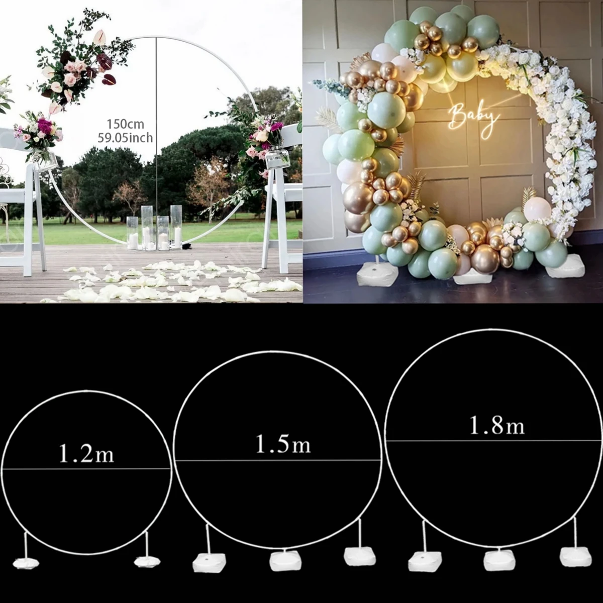 Kit D'Arche De Ballons En Métal De 2 M - Arche De Mariage En Fer - Kit D'Arche De Ballon Rond