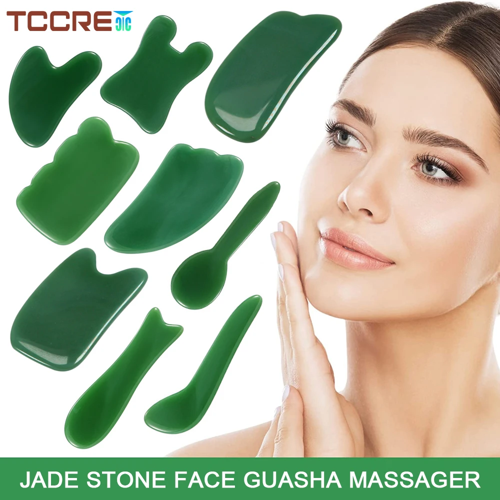 Jade Stone Gua Sha Massage Tool for Face and Body Skin Massage Scraping Toxins Prevents Wrinkles Relax Massage Skin Care Tools tumbeelluwa natural amethyst worry stone pocket thumb massage stone healing reiki spiritual therapy finger body massage