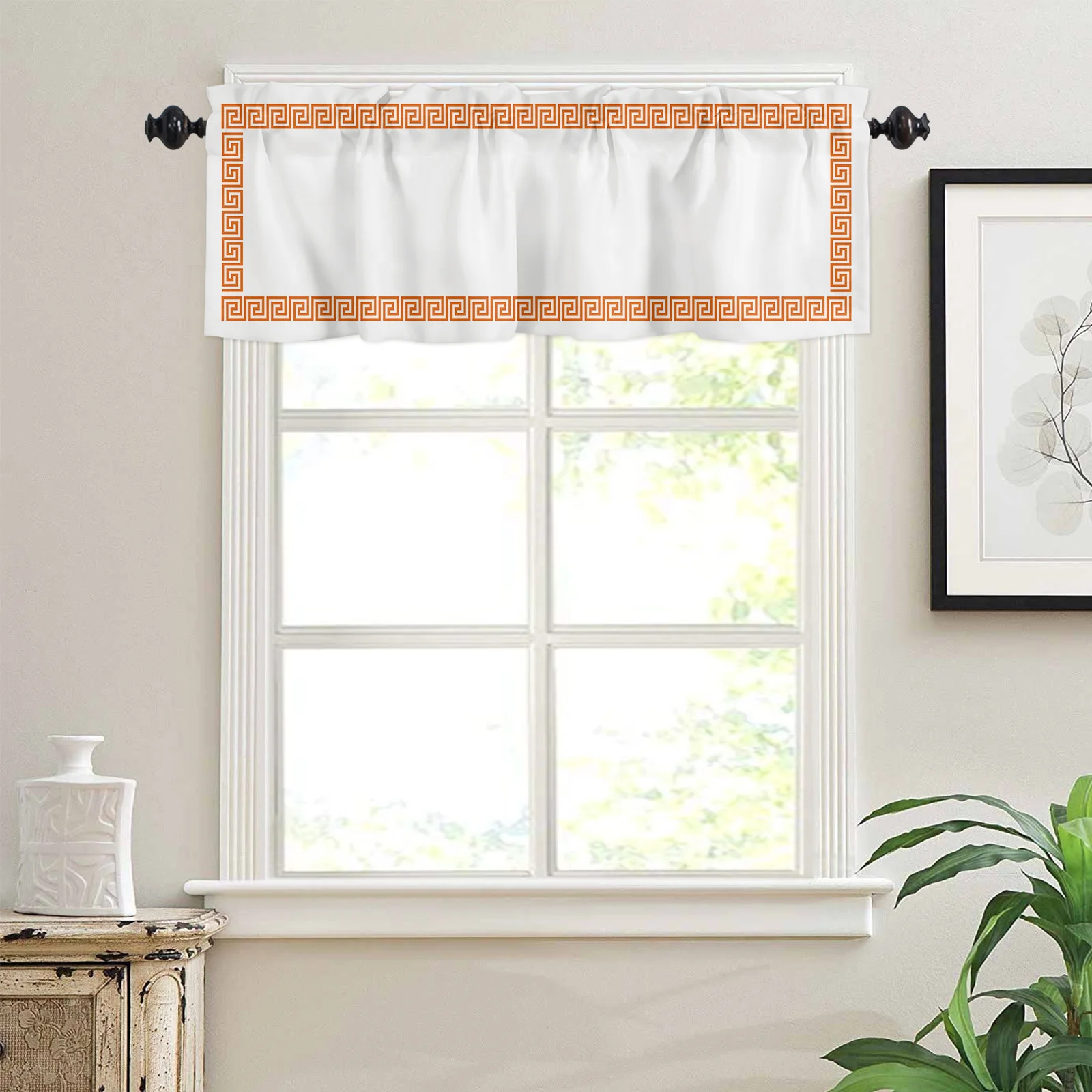 ZEDLIYU Valances for Windows Kitchen Living Room Small Window Valance Greek Vintage Pattern 1 Panel 3