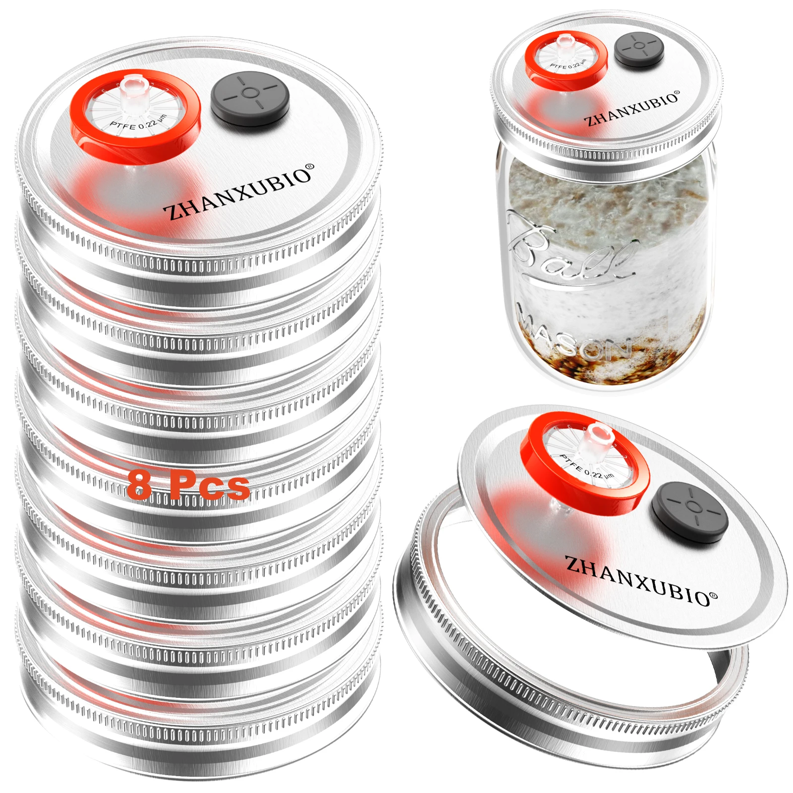Liquid Culture Lid Wide Mouth 86mm Food Grade Cultivation Lid with PTFE Membrane & Self Healing Injection Ports For Mushroom
