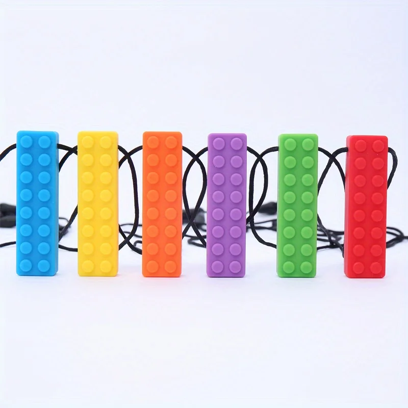 Sensory Chew Necklaces, 2pcs Colorful Chew Necklaces for Sensory Kids, Perfectly Textured Silicone Chew Toys
