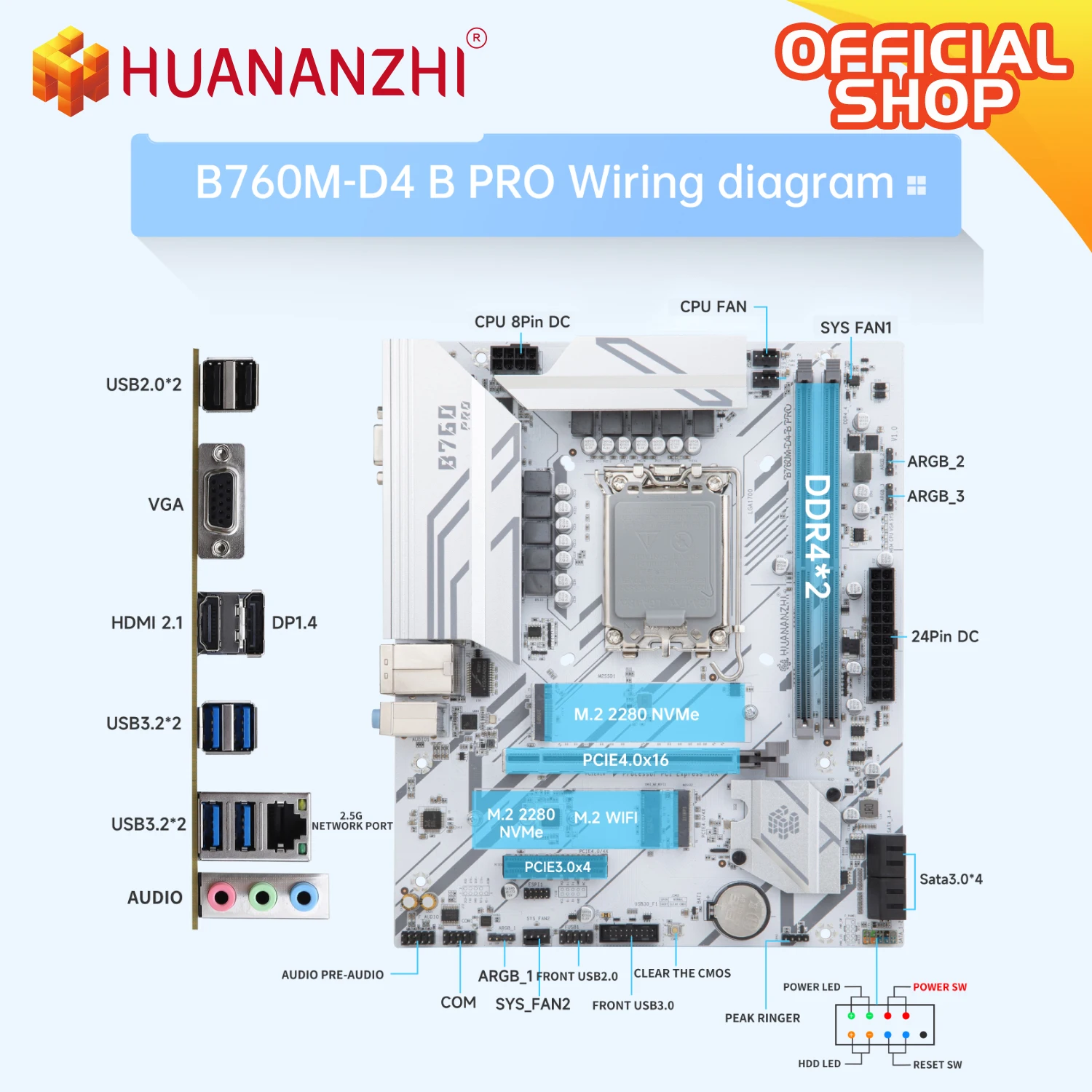 HUANANZHI B760M-D4-B PRO LGA 1700 DDR4 Motherboard - Image 2