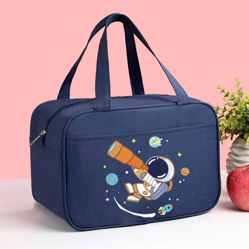 Kids Lunch box Insulated Soft Bag Large Cooler Back to School Thermal Meal Tote Kit for Girls Boys Space Astronaut Storage Bag