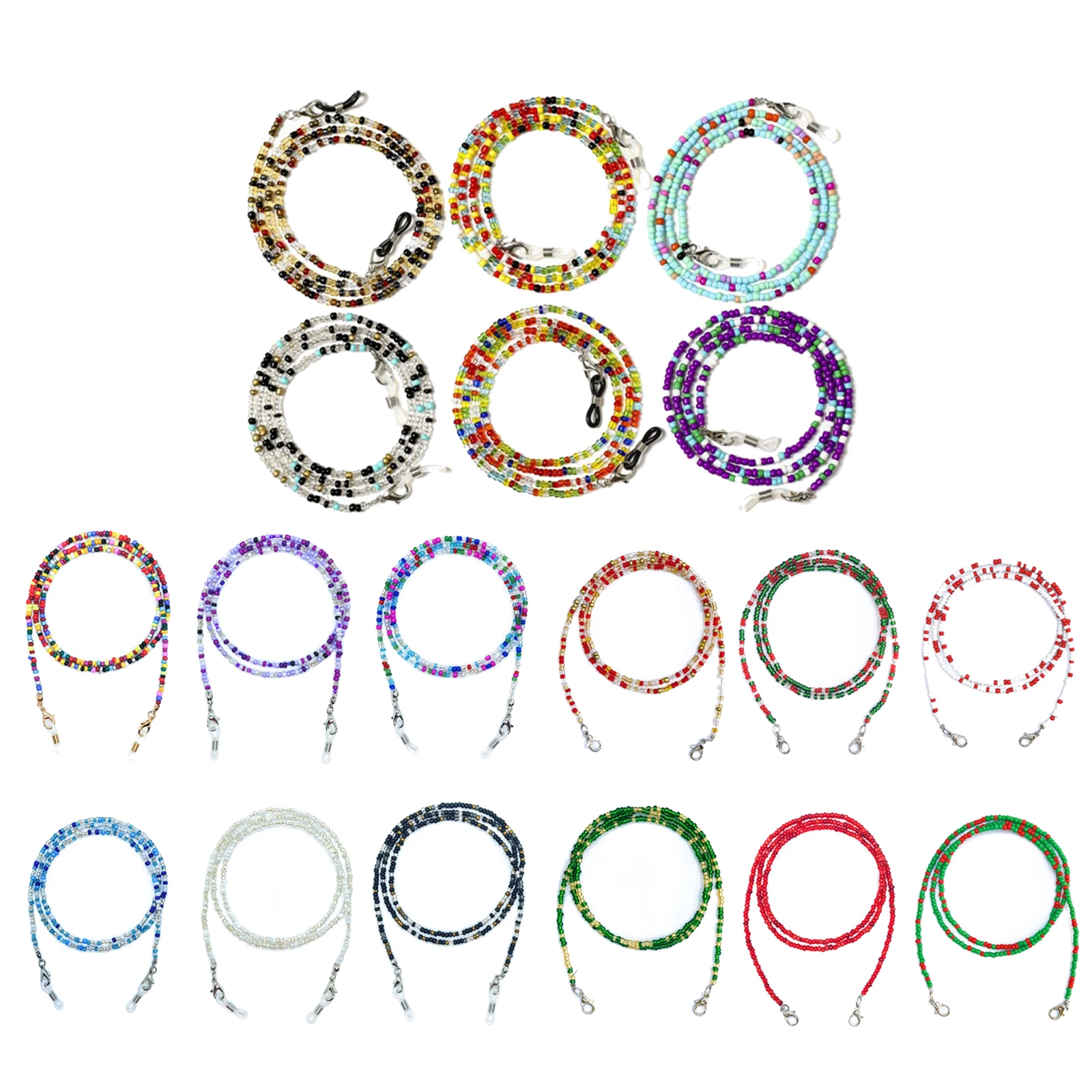 

6Pcs Mixed-Color Glasses Lanyards Colorful Plastic Beads Glasses Face Mask Chains Hanger Keeper Eyewear Accessories