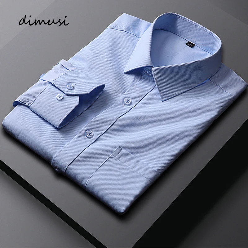 

DIMUSI Autumn Men's Leisure Shirt Man Solid Color Long Sleeve Top Shirt Male Casual Classic Business Breathable Shirts Clothing