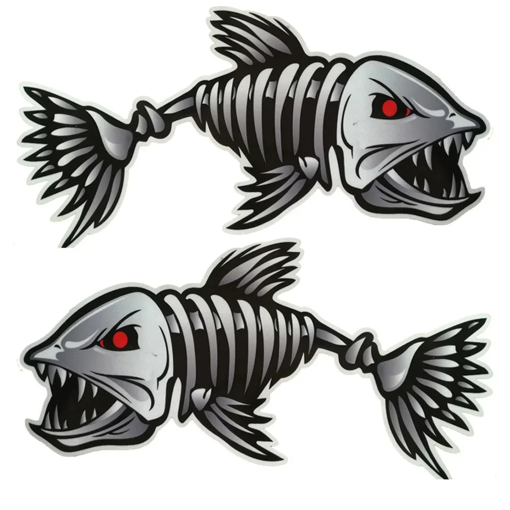 Autocollants squelette de poisson pour kayak - Décalques marins waterproof pour embarcation de pêche stylée