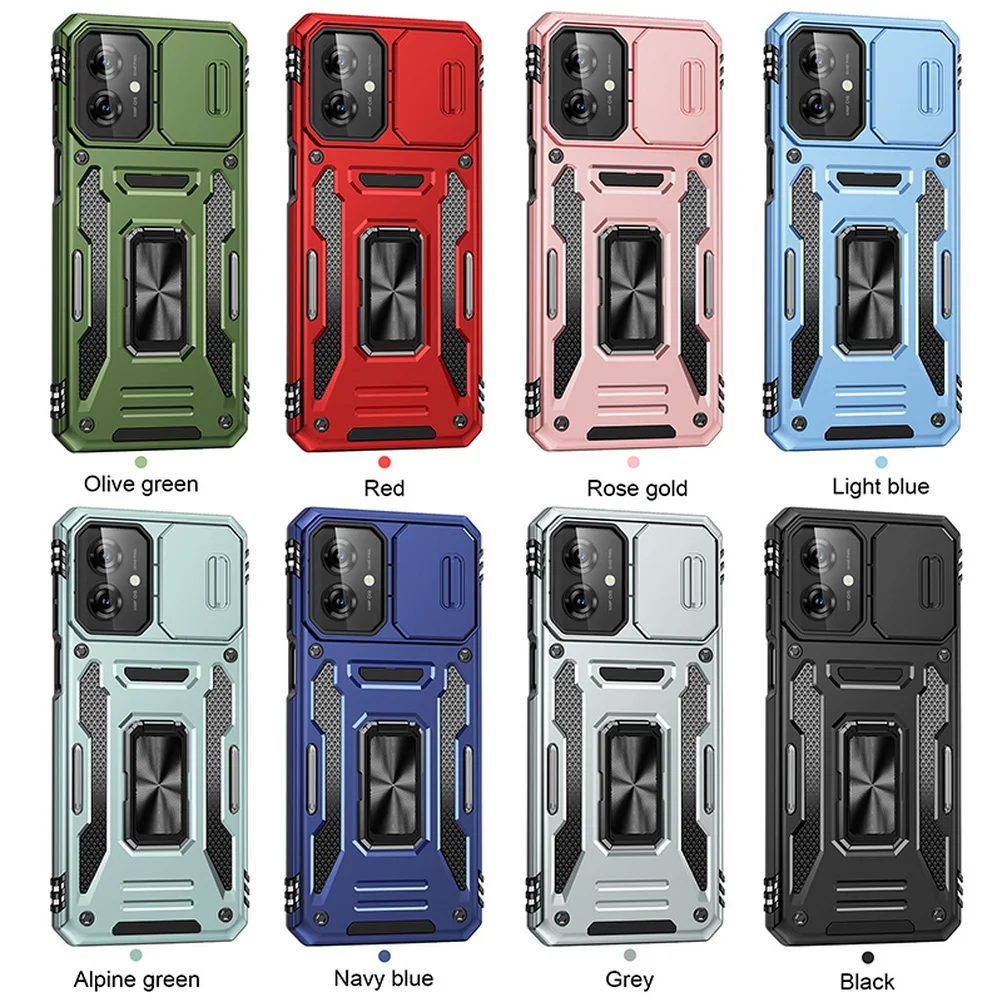 Enhanced Protective Case with Sliding Camera Cover and Metal Ring Stand