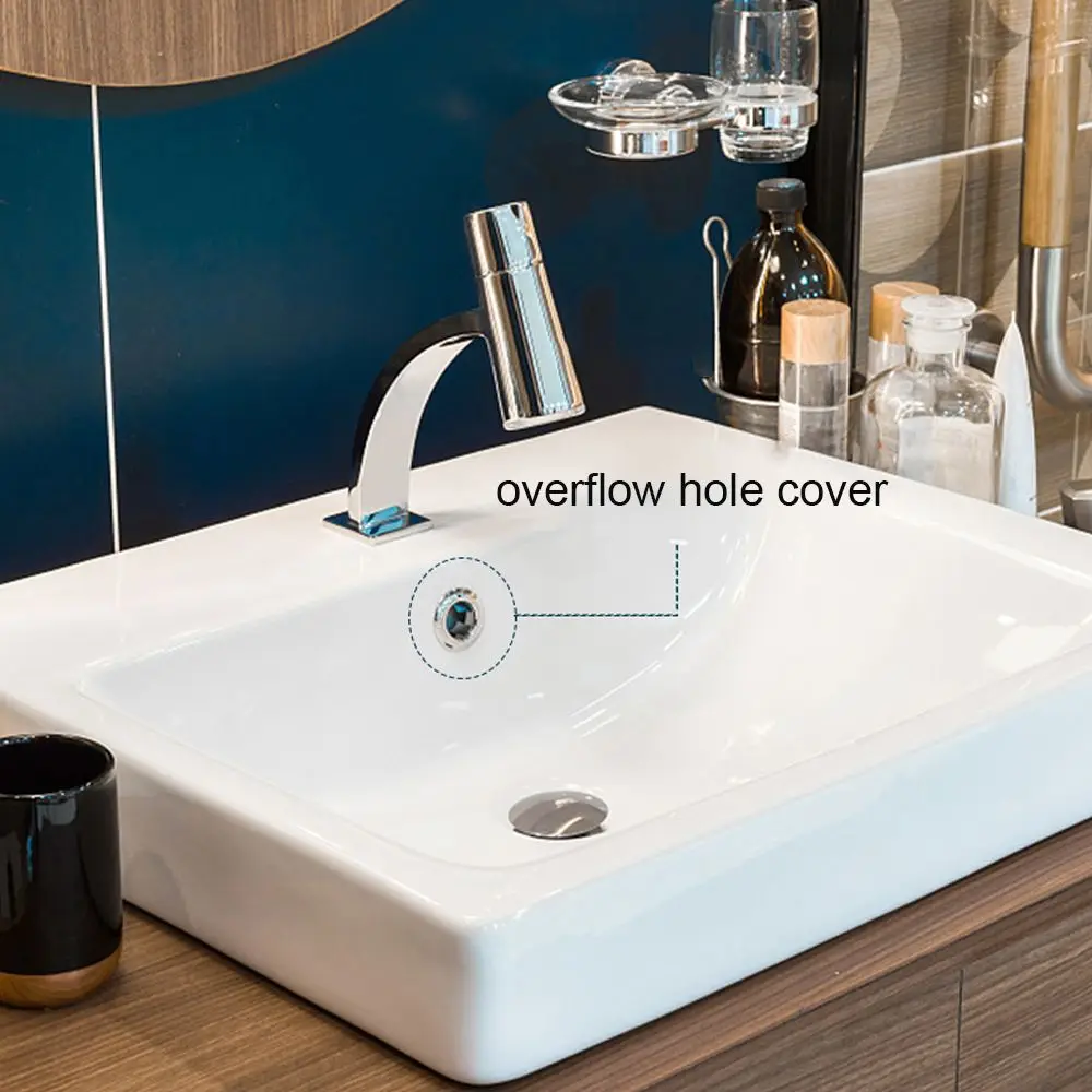 Replacement Plastic Round Overflow Cover 22-24mm Copper Sink Cover Round Six Feet Washbasin Hole Insert Bathtub