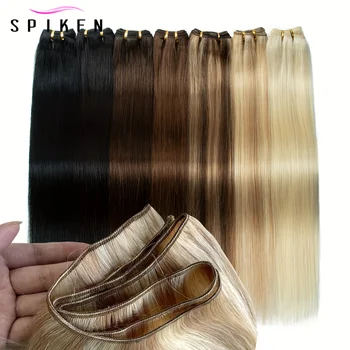 50G Natural Straight Human Hair Extensions 12-24 inches Sewing in Hair Weft Black Brown Blonde Hair Bundles Double Weft Hair