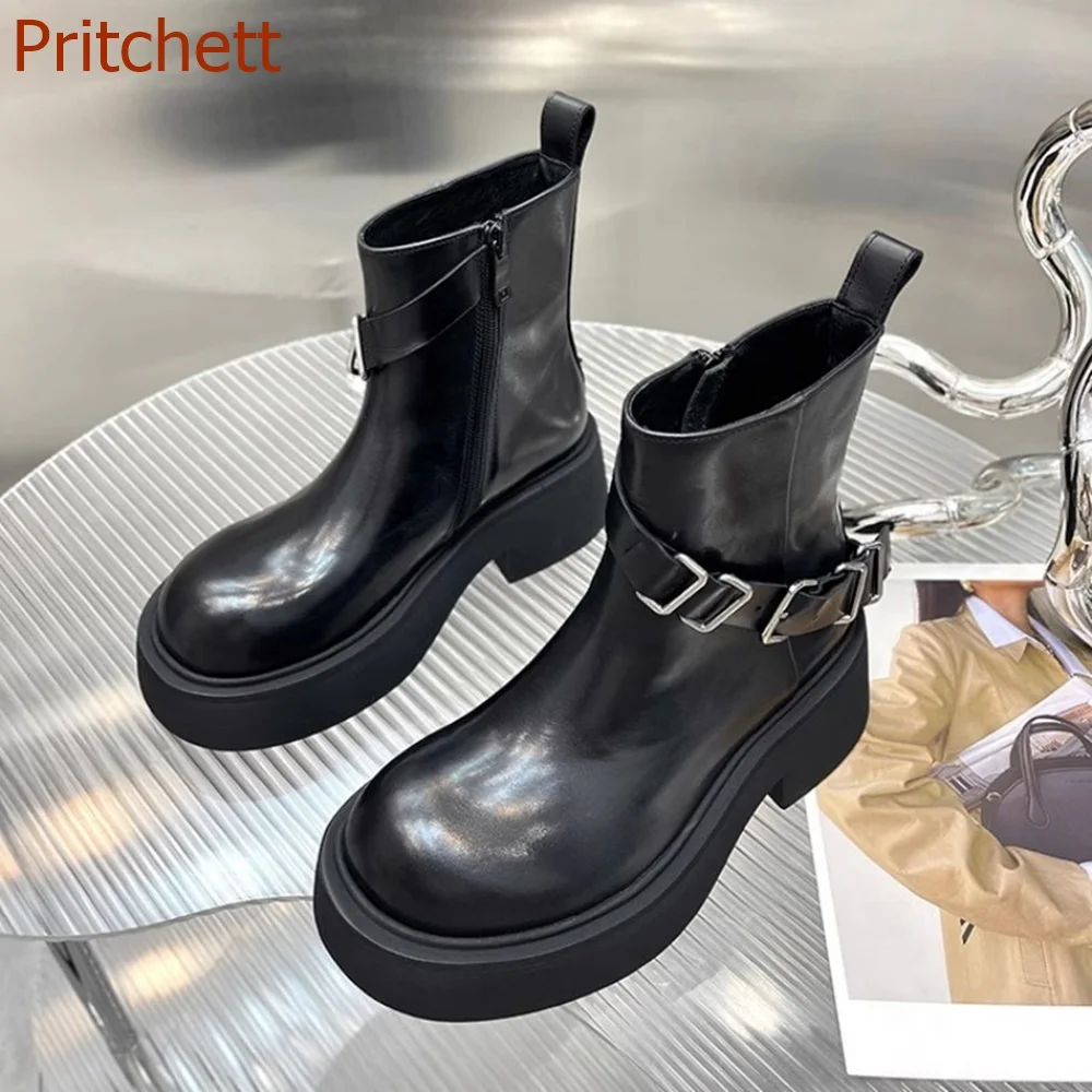 

Женские ботинки до середины икры, с круглым носком, на квадратном каблуке, с молнией сбоку и пряжкой, модная Повседневная Удобная привлекательная женская обувь, Новое поступление 2023