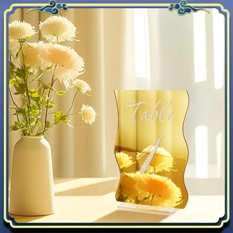 Latest 10PCS Gold Table Numbers With Stands Holders Wave Elegant Wedding Acrylic Table Numbers Large Modern Number Signs