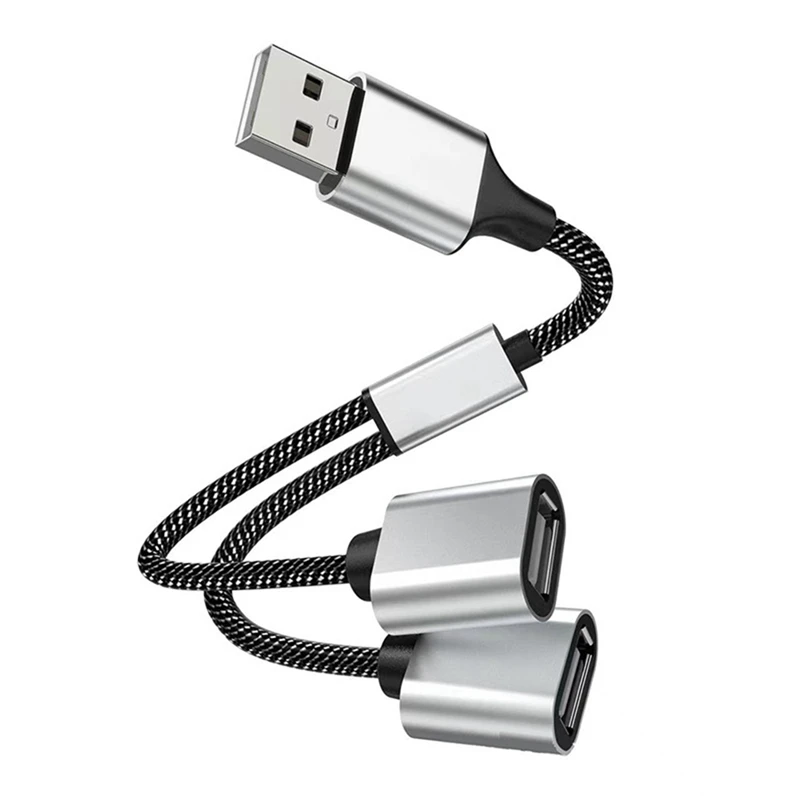 1 PCS USB To USB 2.0 Triple Port HUB OTG Adapter Cable Hab Data Charging Convertor Extension Splitter A To 2