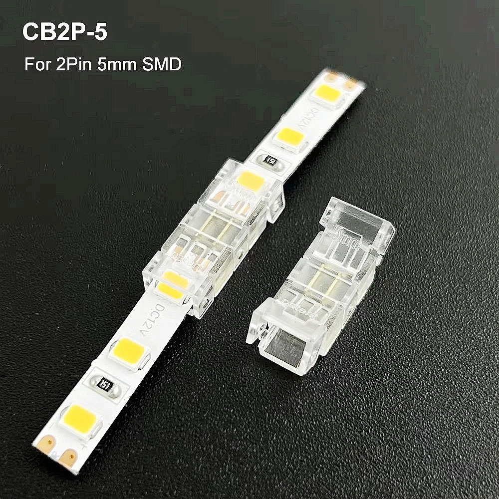 COB LED light strip transparent solderless hat connector L-shaped crystal buckle for 5mm 8mm 10mm 2PIN 3PIN 4PIN