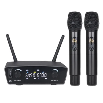 Uhf Dual System Professional Dual Wireless Microphone System Dynamic Handheld Mic for Dj Speech Wedding Band Church Show Party