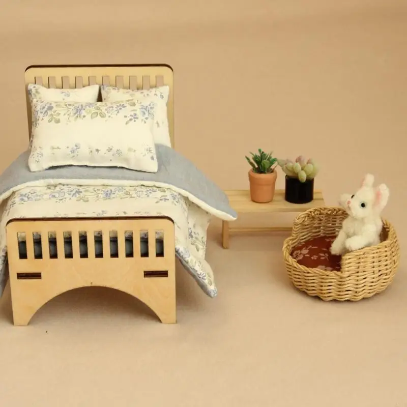 Maßstab 1:12 Nest Haustier Katzen Rattan Bett Rollenspiel Kinderspielset Haustier Realistische Puppenhäuser Haustier Katzen Nest – Detail 10