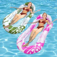 Floating Water Hammock Portable Swimming Air Mattress Foldable with Backrest Armrest Pool Accessories Inflatable Floating Row 2