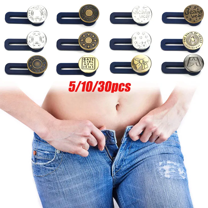 New 10/5/1PC Metal Button Extender For Pants Jeans Free Sewing Adjustable  Retractable Waist Extenders Button Waistband Expander - AliExpress