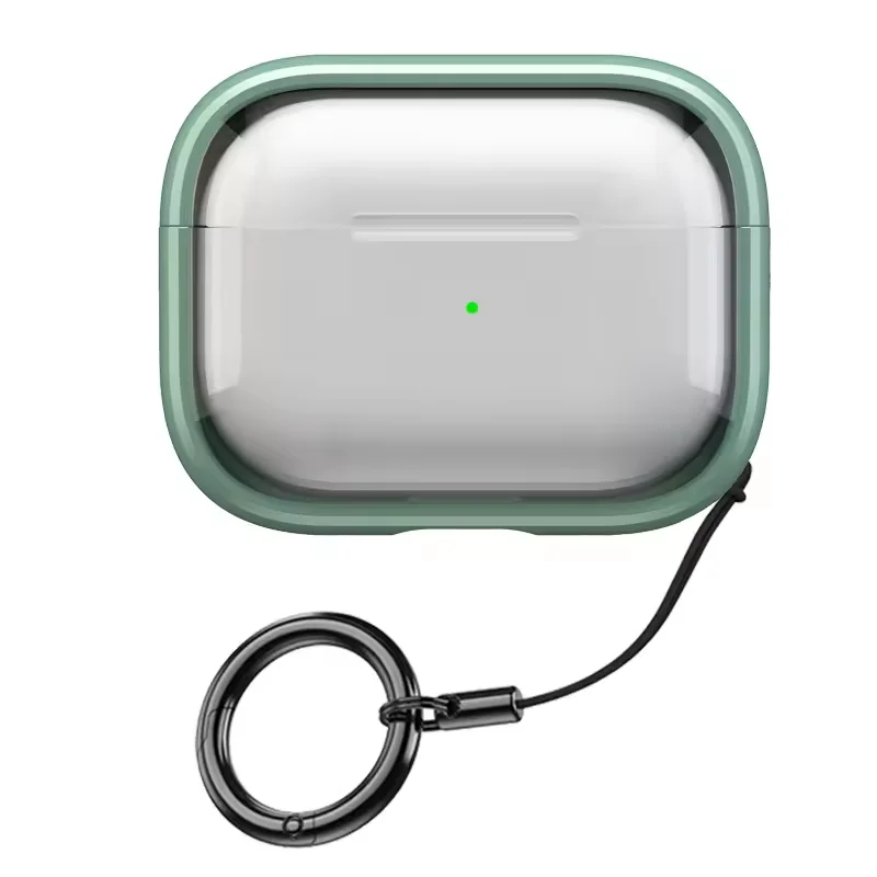 Removable Stand Latch Earphone Case with Wireless Charging and Anti-Drop Lock - Transparent Hard PC Protector Cover
