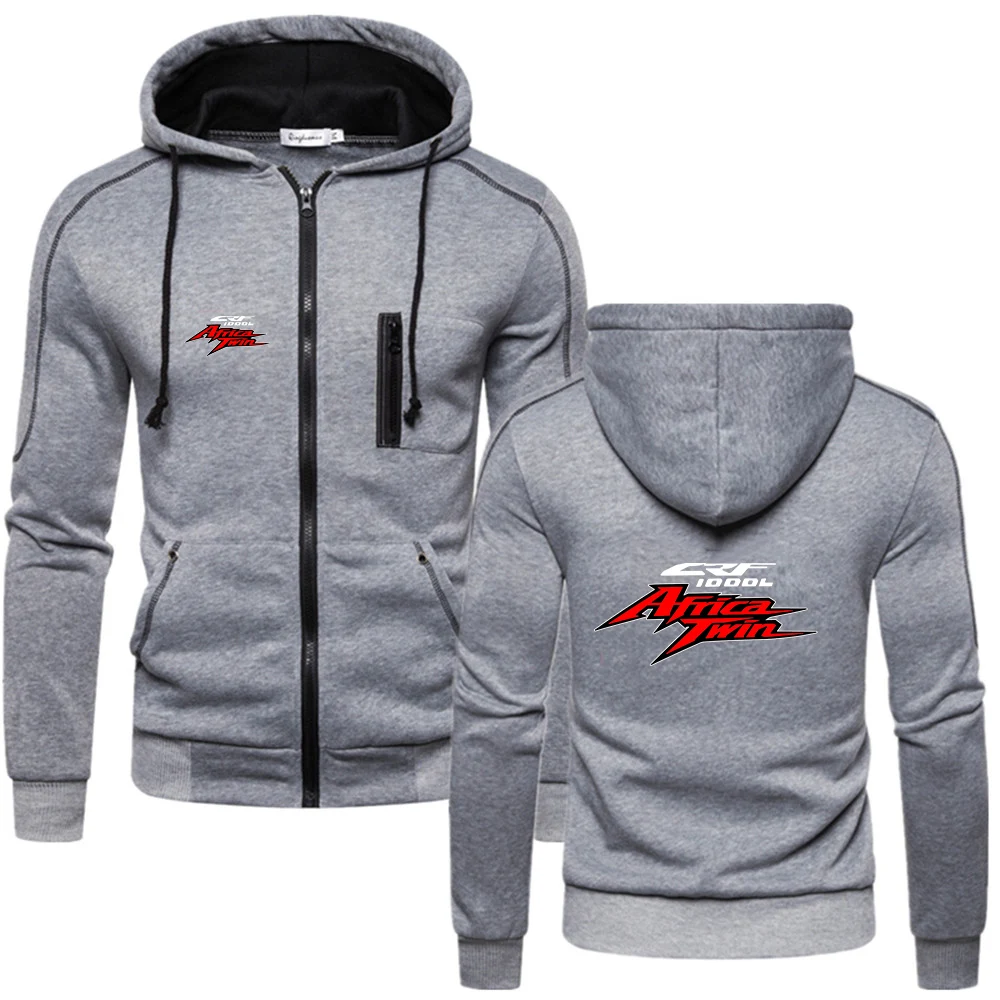 Africa Twin Crf 1000 L Crf1000 Men Spring and Autumn New Popular Printing Casual Solid Color Zipper Hoodie Loose Versatile Coat
