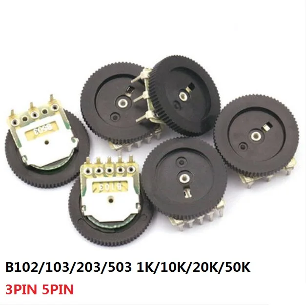 

10PCS Double Gear Tuning Potentiometer B102/103/203/503 1K/10K/20K/50K 50K B503 16*2MM Duplex Single Dual Dial Potentiometers