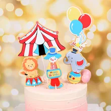 

1 Set Circus Clown Acrobatics Theme Happy Birthday Cake Decoration Cute Topper Cake Child Birthday Cartoon Party Supplies