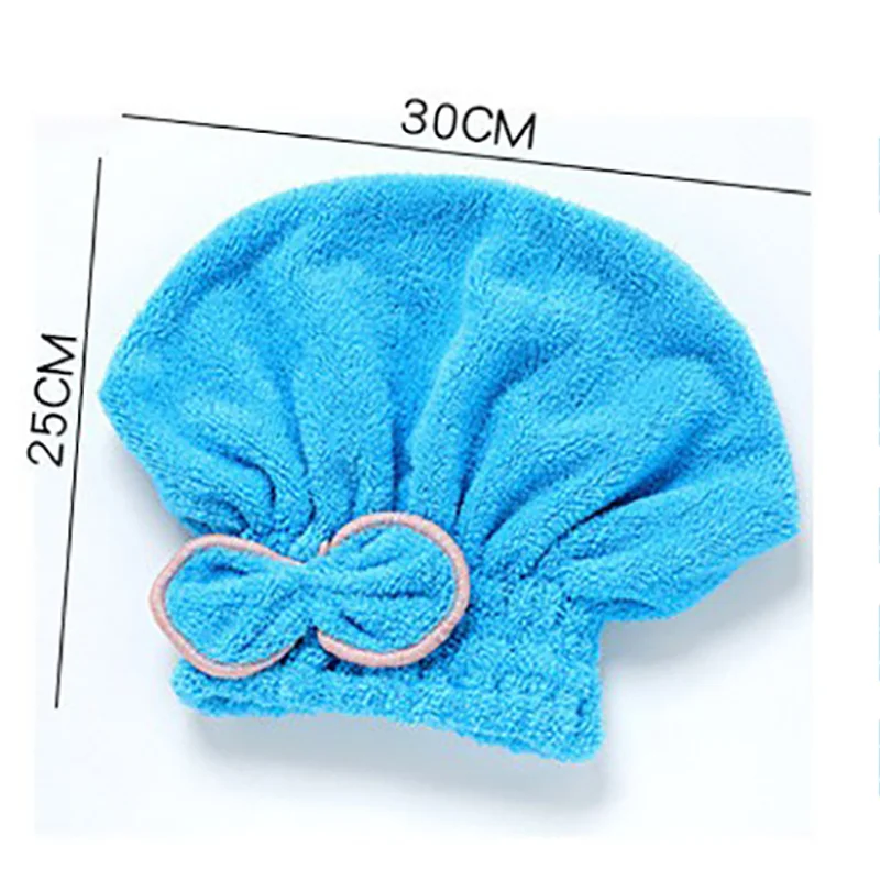 Soft Coral Fleece Quick Drying Hair Towel Micorfiber Bath SPA Bowknot Wrap Towel Hat Cap for Women Bath Bathroom Accessories