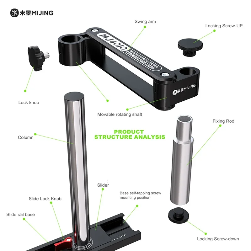 MIJING MJ4010 현미경 슬라이드 레일 로커 암 360 °   전자 수리 연..