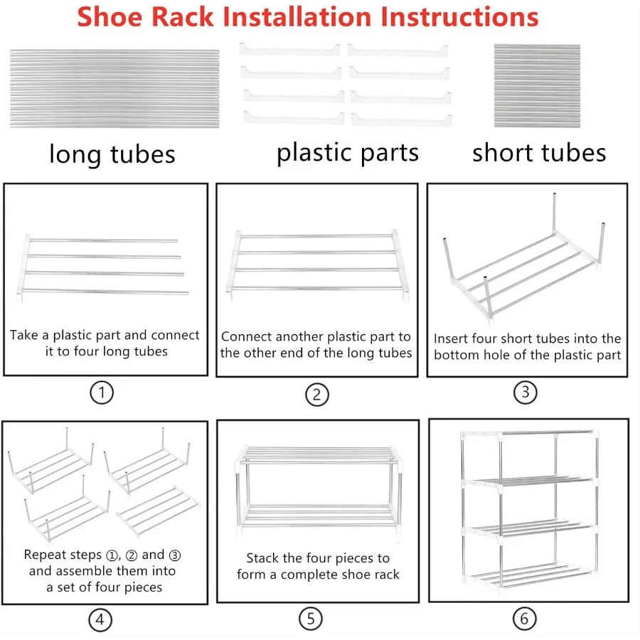 Stackable Small Shoe Rack Entryway Hallway and Closet Space Saving Storage and Organization 10Tier White