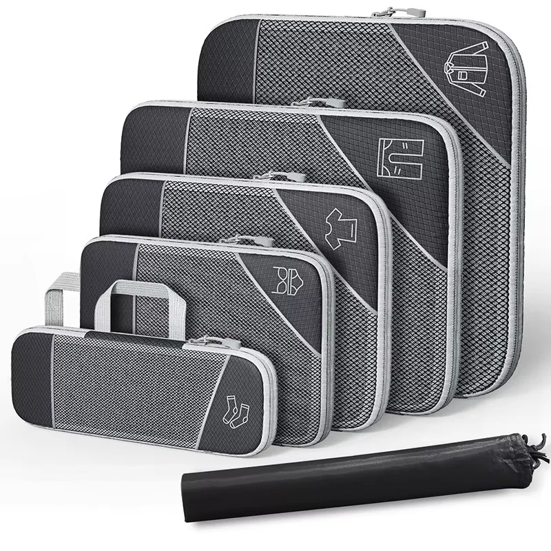 Travel Essentials: 5-Piece Compressed Packing Cubes Organizer Set with Shoe Bag