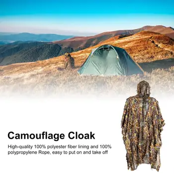 Woodland Poncho Outdoor 3D Leaves Camouflage Ghillie Poncho Camo Cape Cloak Camouflage Clothing Ghillie Suit For Bird Watching 3