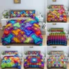 Abstract Geometric Duvet Cover Microfiber Queen Bedding Set For Boys Girls Room Rainbow Plaid Print Quilt Cover With Pillowcase 1