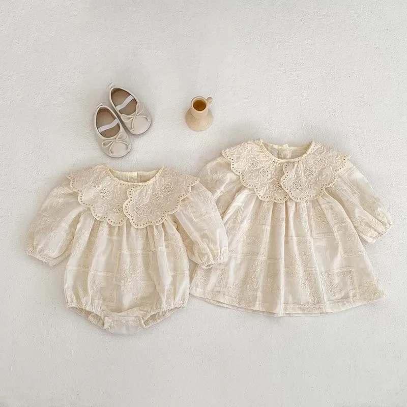 Autumn Baby Girls Embroidered Long Sleeve Infant Bodysuit