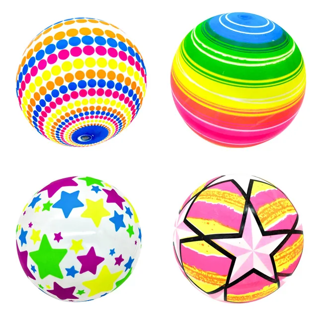 9In Rainbow Ball Indoor and Outdoor Racket Ball Inflatable Leather Ball Flower Colored Ball Squirt Toy Water Amusement Balls Fun 4