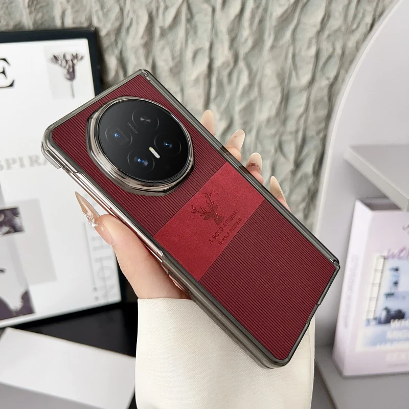 Luxury Magnetic Carbon Fiber Leather Case with Deer Design
