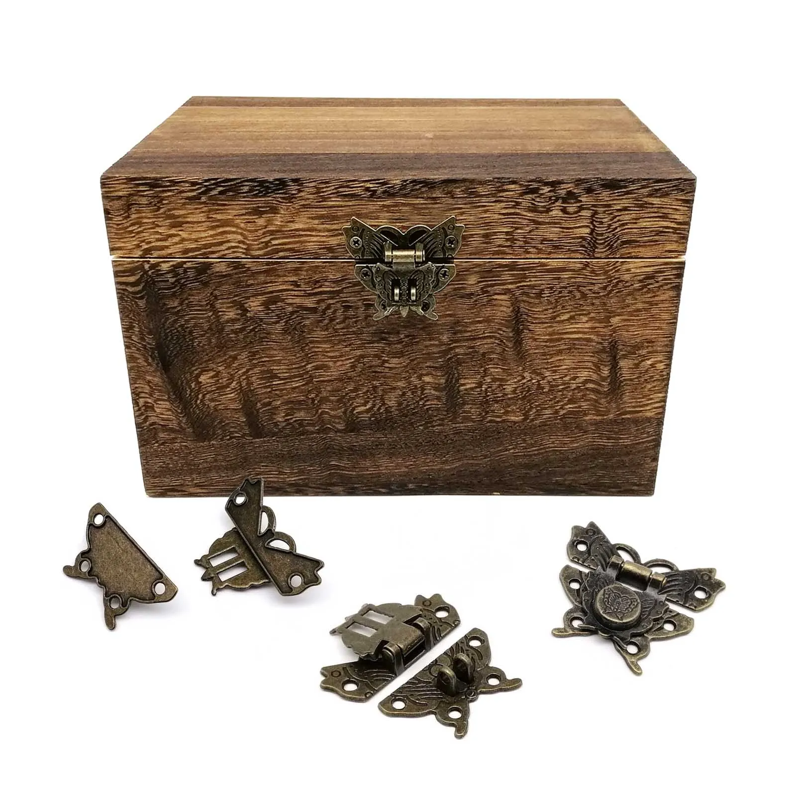 Decorative Latches Vintage Antique Brass Bronze Decorative DIY Butterfly Shape Wooden Jewelry Chest Toggle Wine Box Latch Gift Case Hasp Lock Clasp